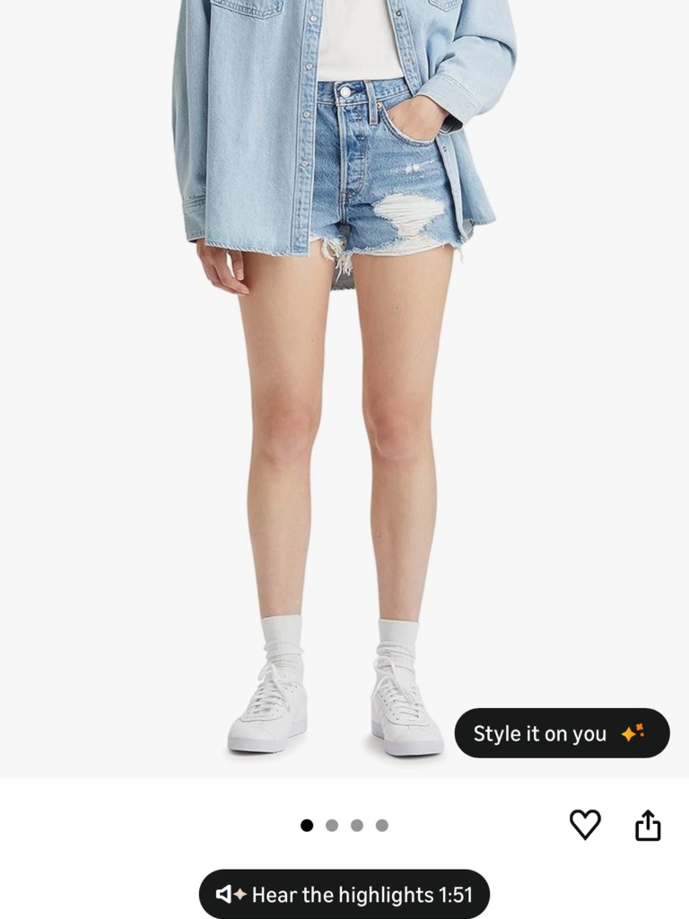 Distressed Light Blue Denim Women’s Shorts